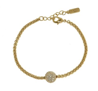 Gold swarovski crystal pave ball rope bracelet